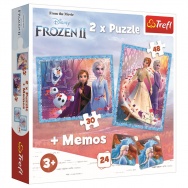 Frozen 2 : Kraina Lodu 2 - Kraina - zestaw: 2 x puzzle + memos (90814)