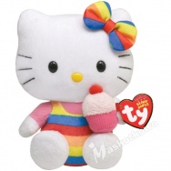 Hello Kitty (TY) - Tęczowa Kitty z ciasteczkiem 15cm