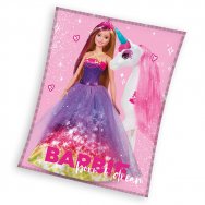 Koc pluszowy Barbie (008350) 130cm x 170cm Barbie i Jednorożec