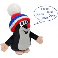Maskotka Krecik dźwiękowy baby 16cm/20 w czapce z białym pomponem (47912J)