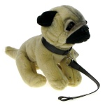 Maskotka Piesek mops na smyczy 24cm 91301