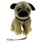 Maskotka Piesek mops na smyczy 24cm 91301