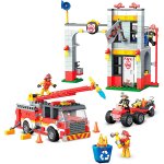 Mega Construx - Drużyna strażacka: Fire Squad: Remiza, Wóz strażacki, Quad i 4 strażaków (GLK56)