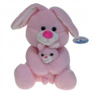 Puchate zwierzaki przytulaki: Maskotka Mama Królik z dzieckiem małym króliczkiem: zestaw Króliki (93949)