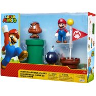 Super Mario: Acorn Plains Diorama Set: figurki + tekturowe tło (85987)